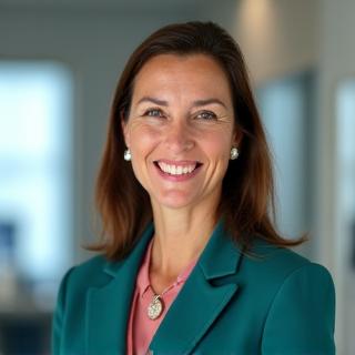 Ritratto della Dottoressa Elena Milano, sorridente e professionale, in un ambiente medico moderno.