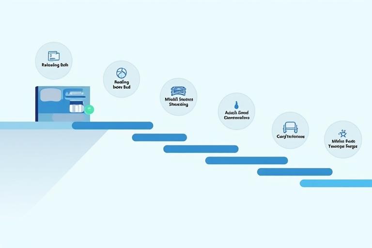 Infografica che illustra una timeline serale con attività di sonno ottimale come lettura, preparazione del letto e meditazione